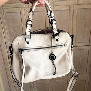 Elliot Luca White Leather Messenger Bag